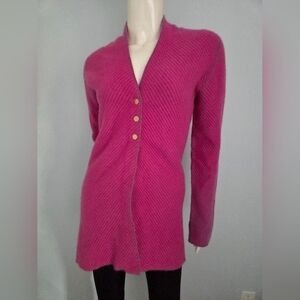 Giorgio Armani Pink Striped Cashmere 3/4 Length Cardigan Sweater S